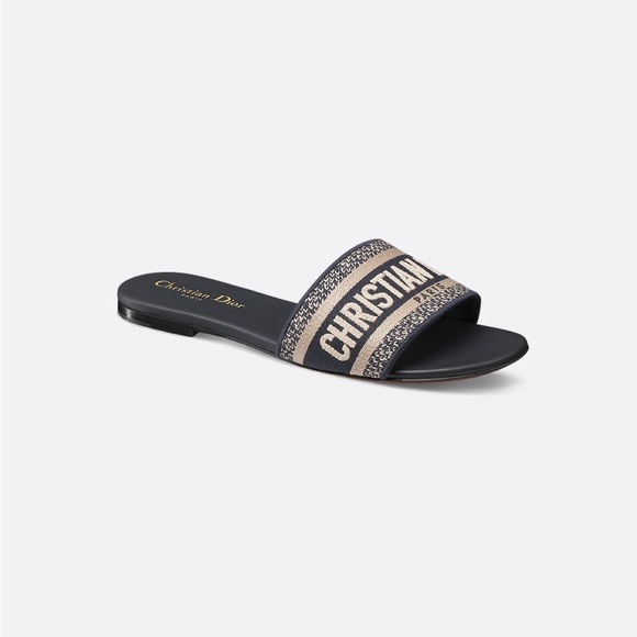 Dior Women's Navy and Cream Slide Sandals - Picture 1 of 9